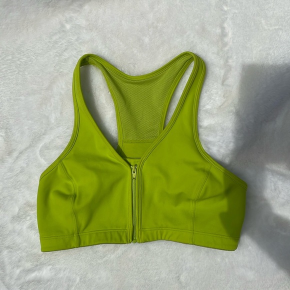 Hanes size medium neon green zip front sports bra - Picture 1 of 7